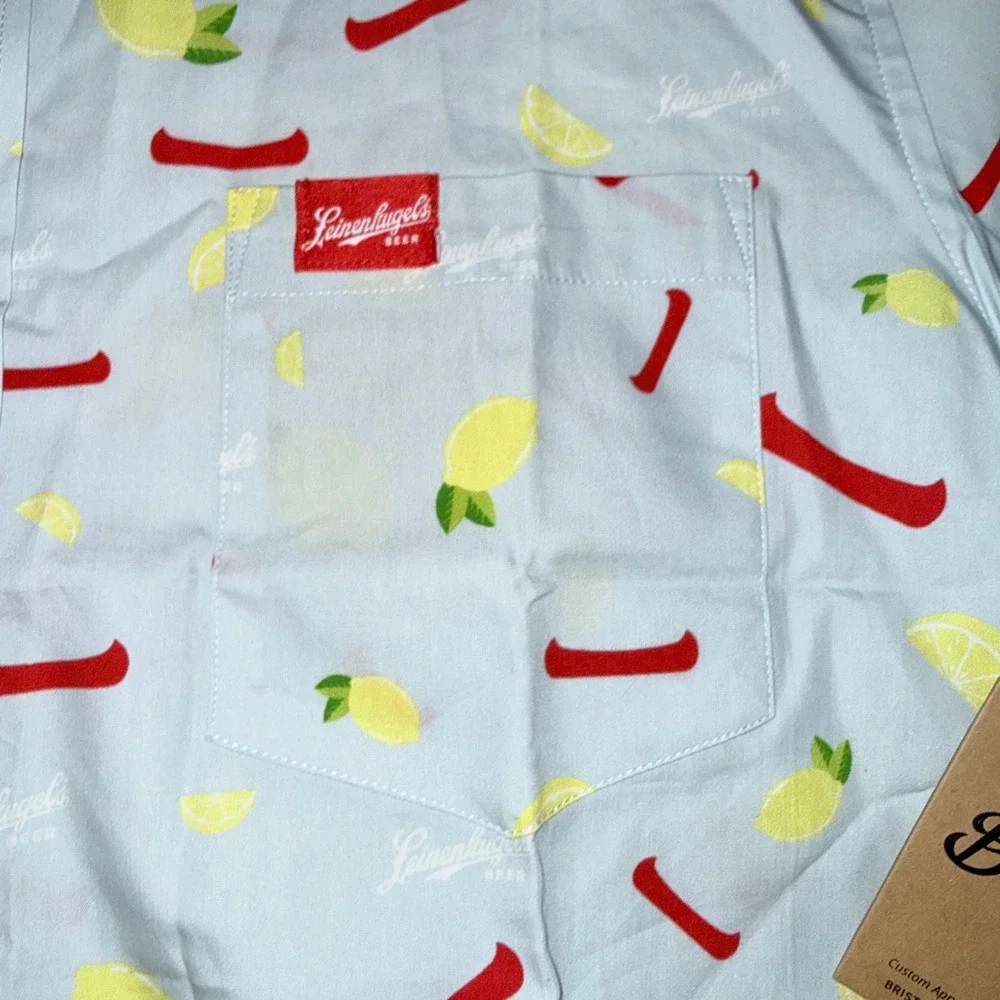 Leinenkugel Beer Button Up‎ Shirt Small Blue Lemon Canoe Short Sleeve NWT